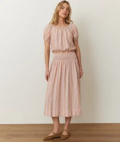 Bea Seersucker Midi Skirt