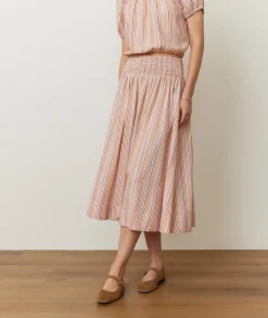 Bea Seersucker Midi Skirt