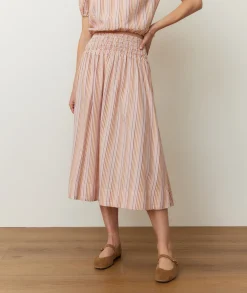 Bea Seersucker Midi Skirt