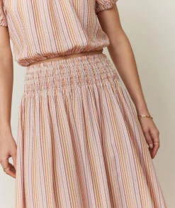 Bea Seersucker Midi Skirt