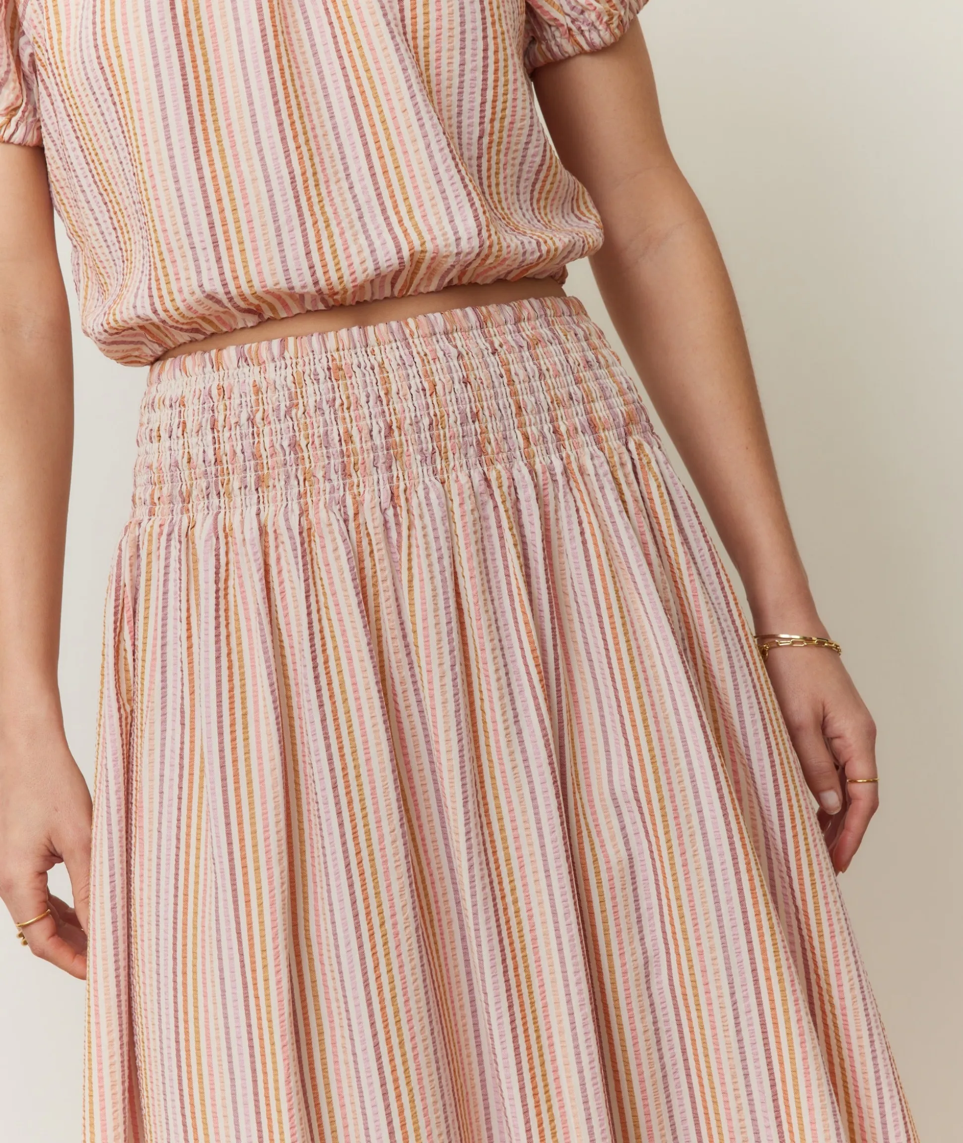 Bea Seersucker Midi Skirt