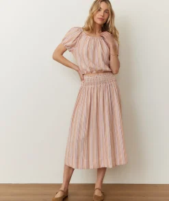 Bea Seersucker Midi Skirt