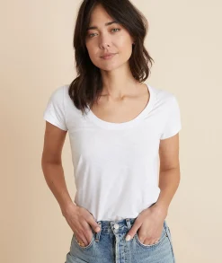 Classic Scoop Neck Tee in White