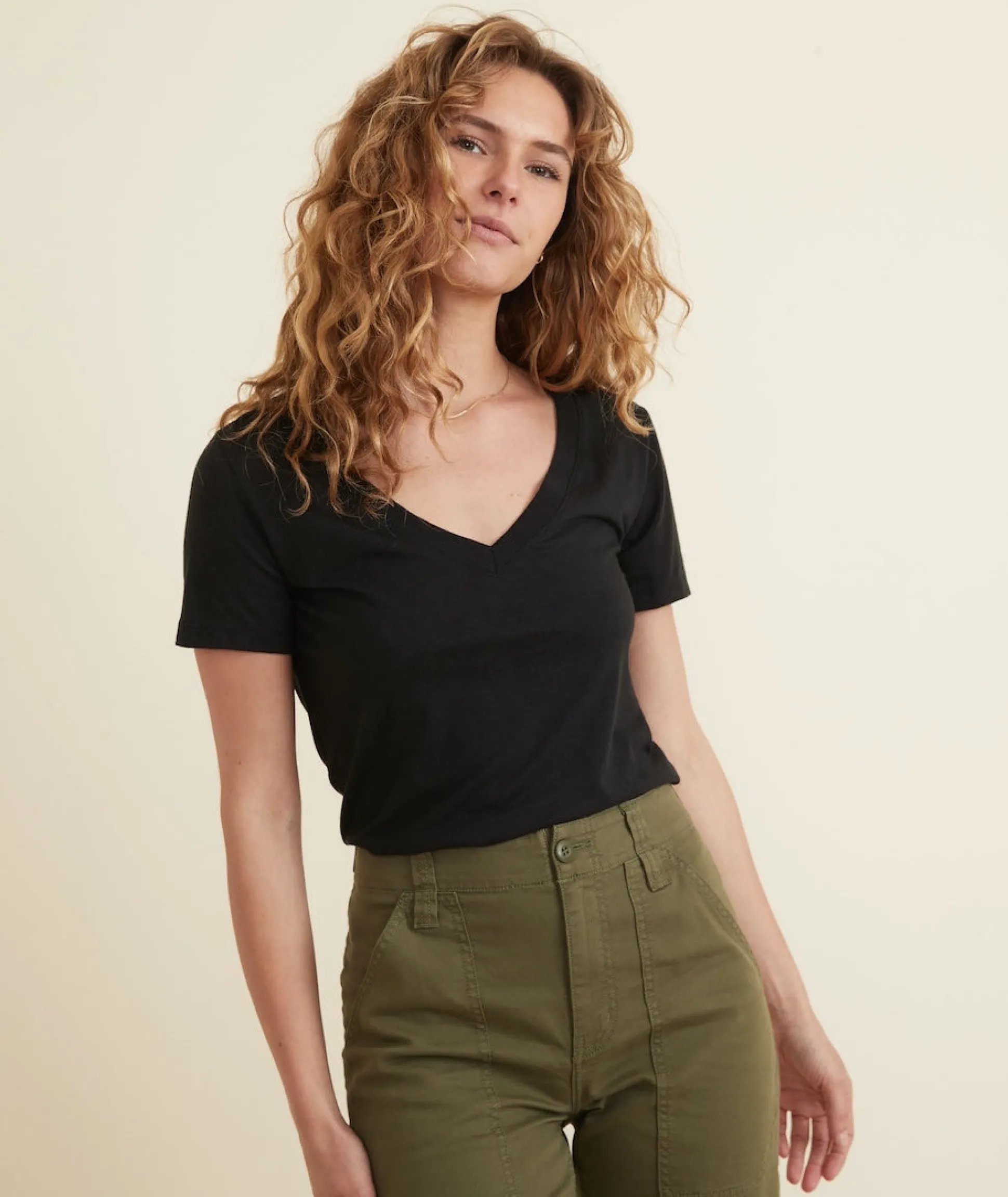 Classic V-Neck Tee in Black