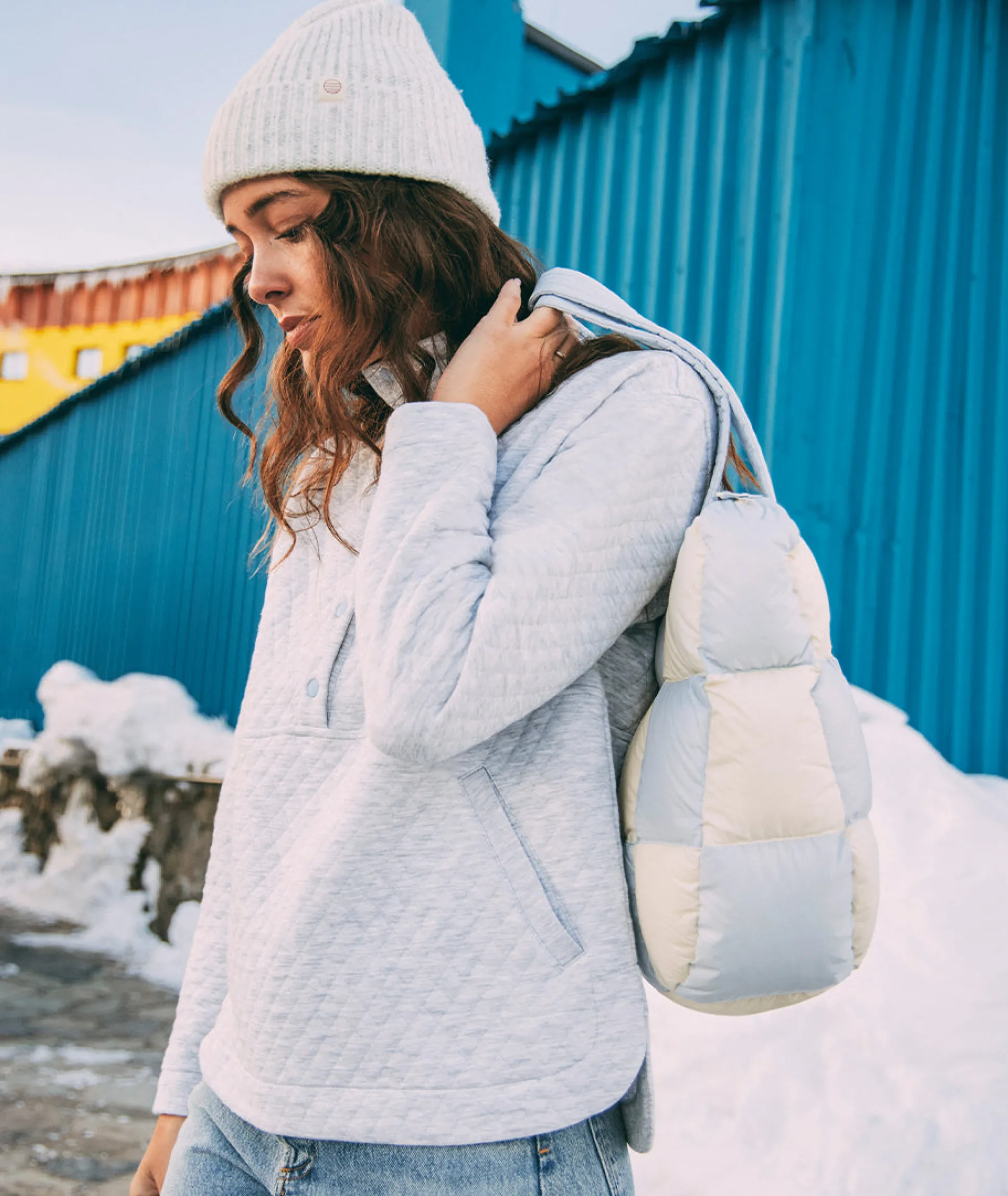 Corbet Quilted Funnel Neck Pullover