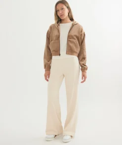 Cord Velour Cropped Zip Up Hoodie