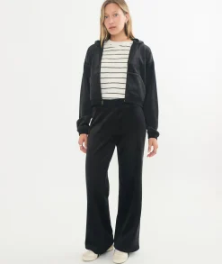 Cord Velour Cropped Zip Up Hoodie