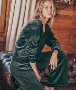 Cord Velour V-Neck Sweatshirt