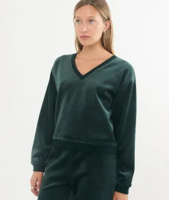 Cord Velour V-Neck Sweatshirt