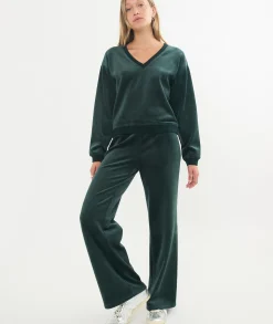 Cord Velour V-Neck Sweatshirt