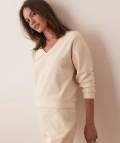 Cord Velour V-Neck Sweatshirt