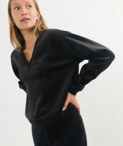 Cord Velour V-Neck Sweatshirt