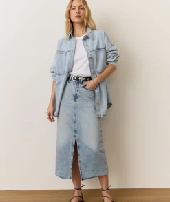 Fawn Denim Midi Skirt