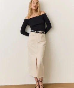 Fawn Denim Midi Skirt