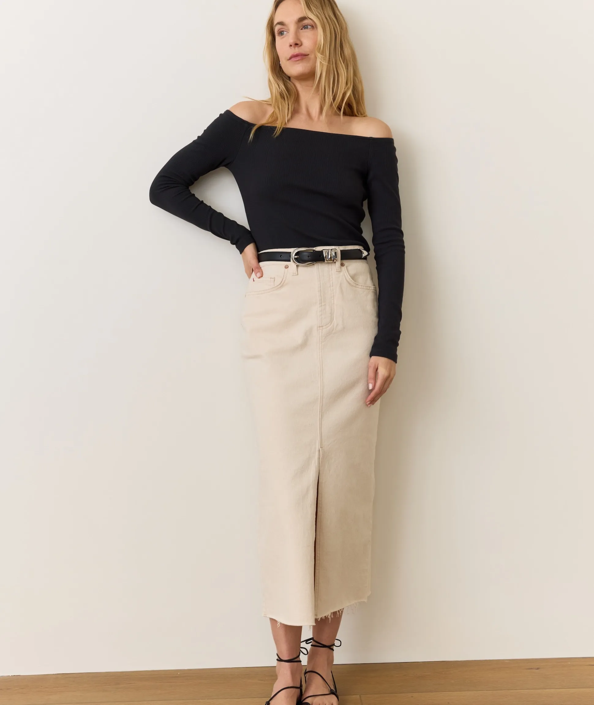 Fawn Denim Midi Skirt