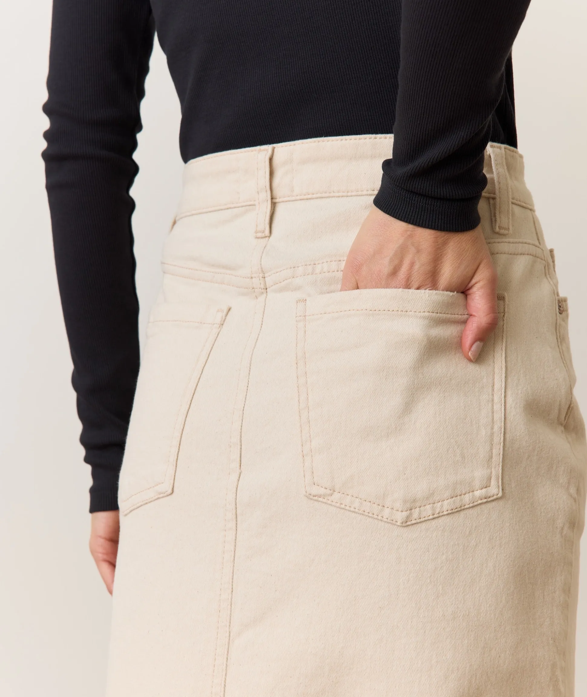 Fawn Denim Midi Skirt