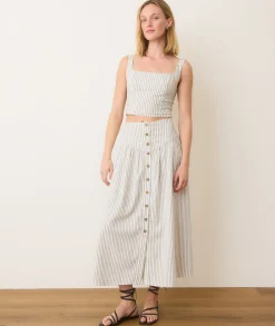 Jade Button Through Skirt