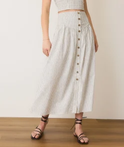 Jade Button Through Skirt