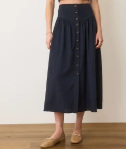 Jade Button Through Skirt