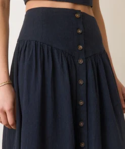 Jade Button Through Skirt