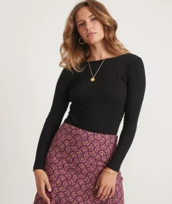 Lexi Long Sleeve Rib Bodysuit in Black