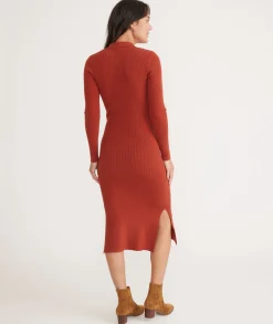Lexi Rib Long Sleeve Sweater Polo Dress