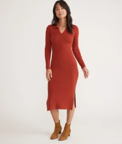 Lexi Rib Long Sleeve Sweater Polo Dress