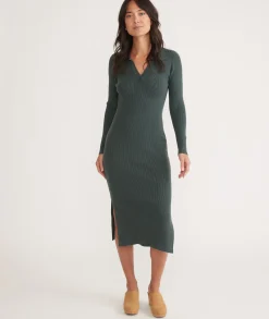 Lexi Rib Long Sleeve Sweater Polo Dress