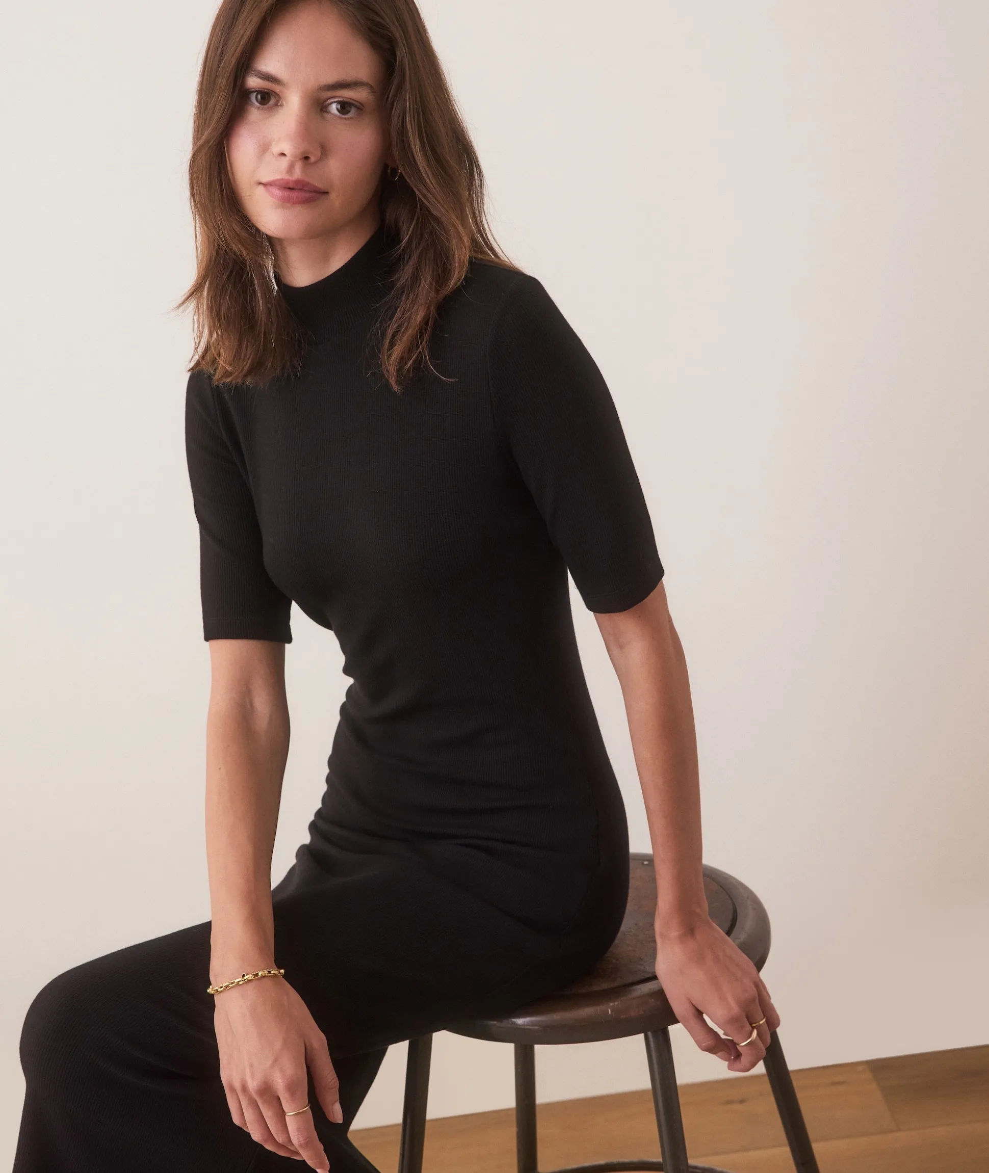 Lexi Rib Mock Neck Midi Dress
