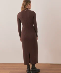 Lexi Rib Ruched Turtleneck Dress