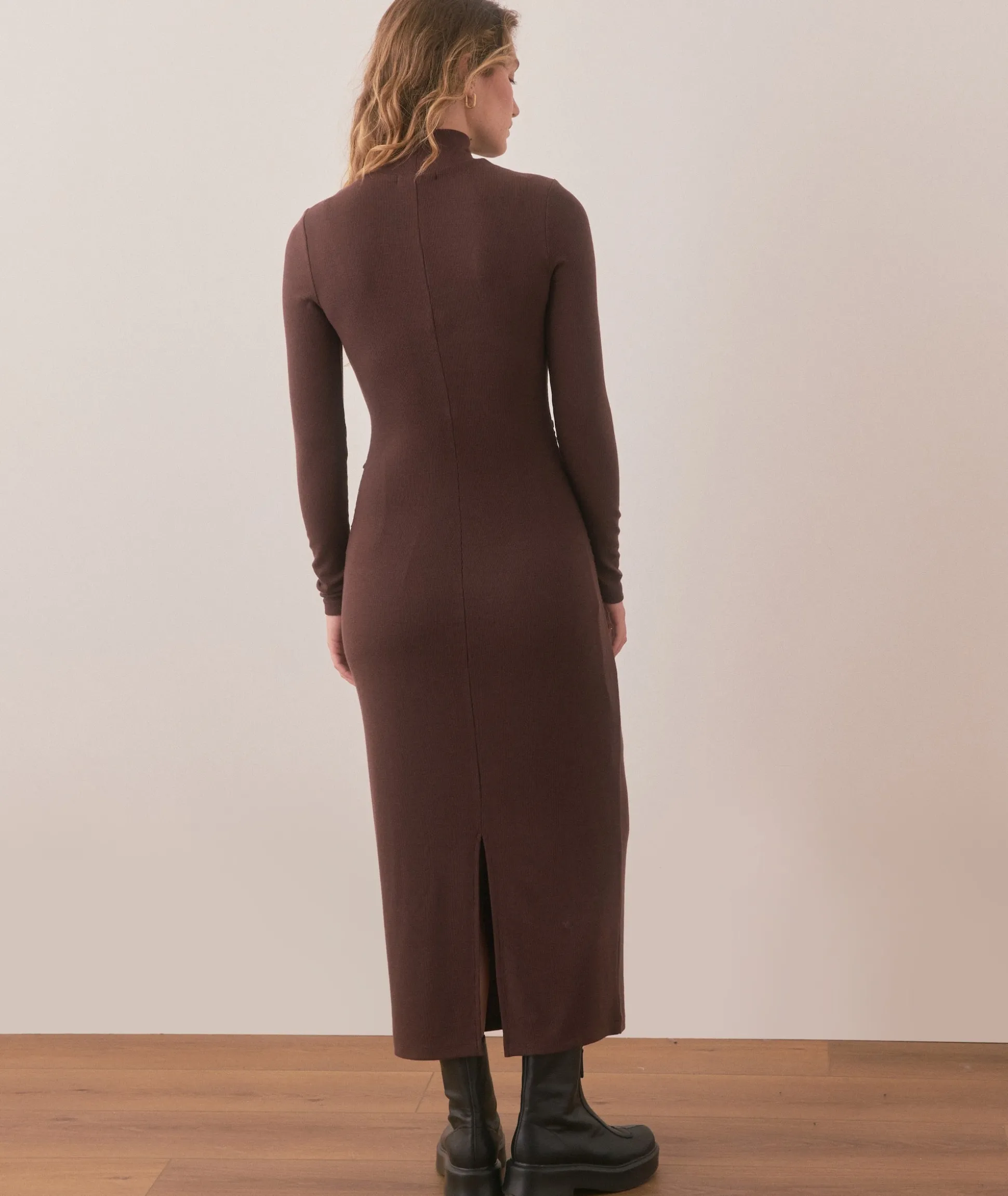 Lexi Rib Ruched Turtleneck Dress