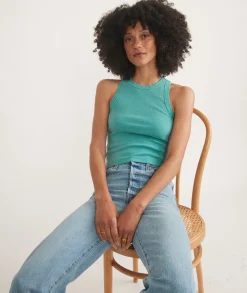 Lexi Rib Sun-In High Neck Crop Tank