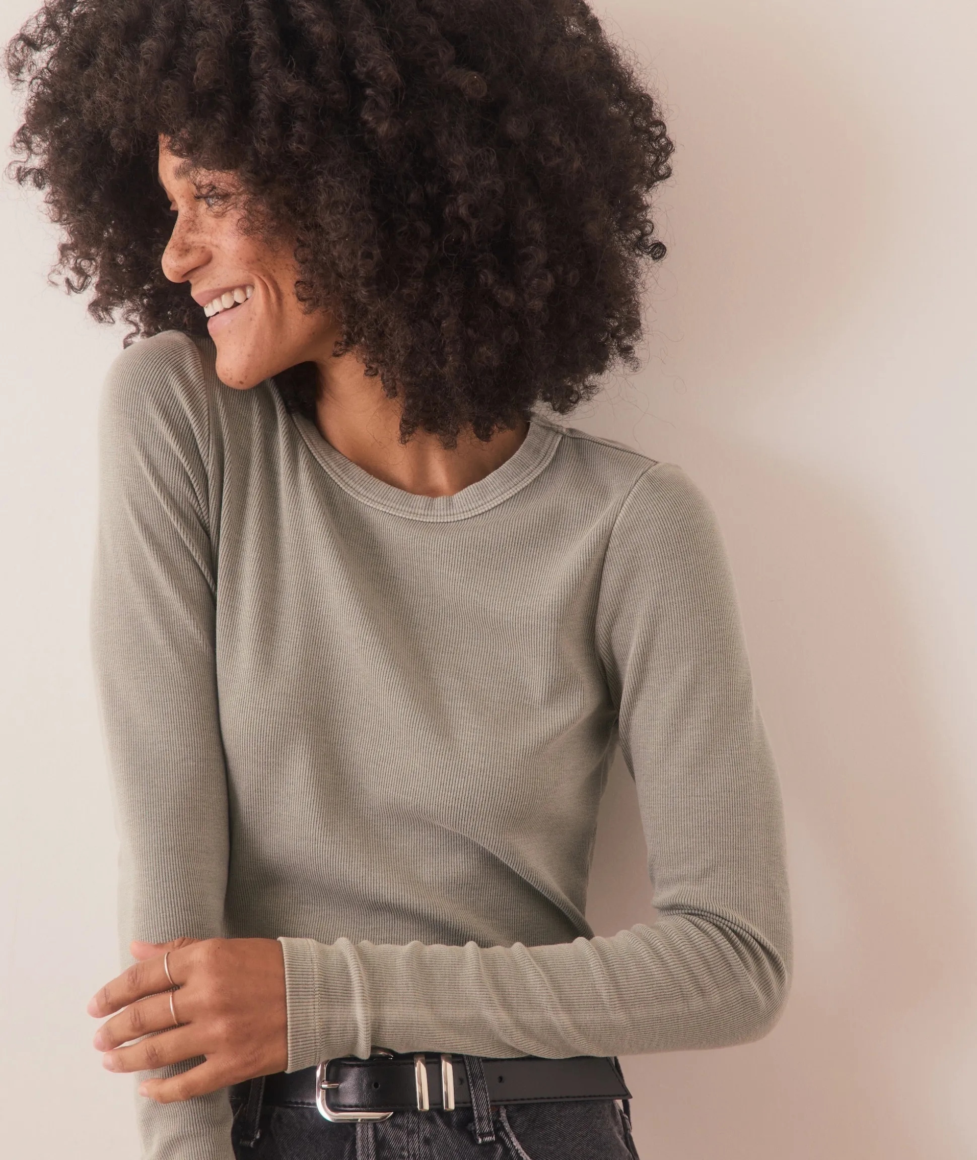 Lexi Rib Sun-In Longsleeve Crew Tee