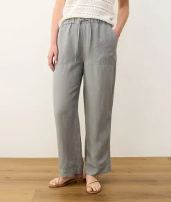 Linen Drawstring Straight Leg Pant