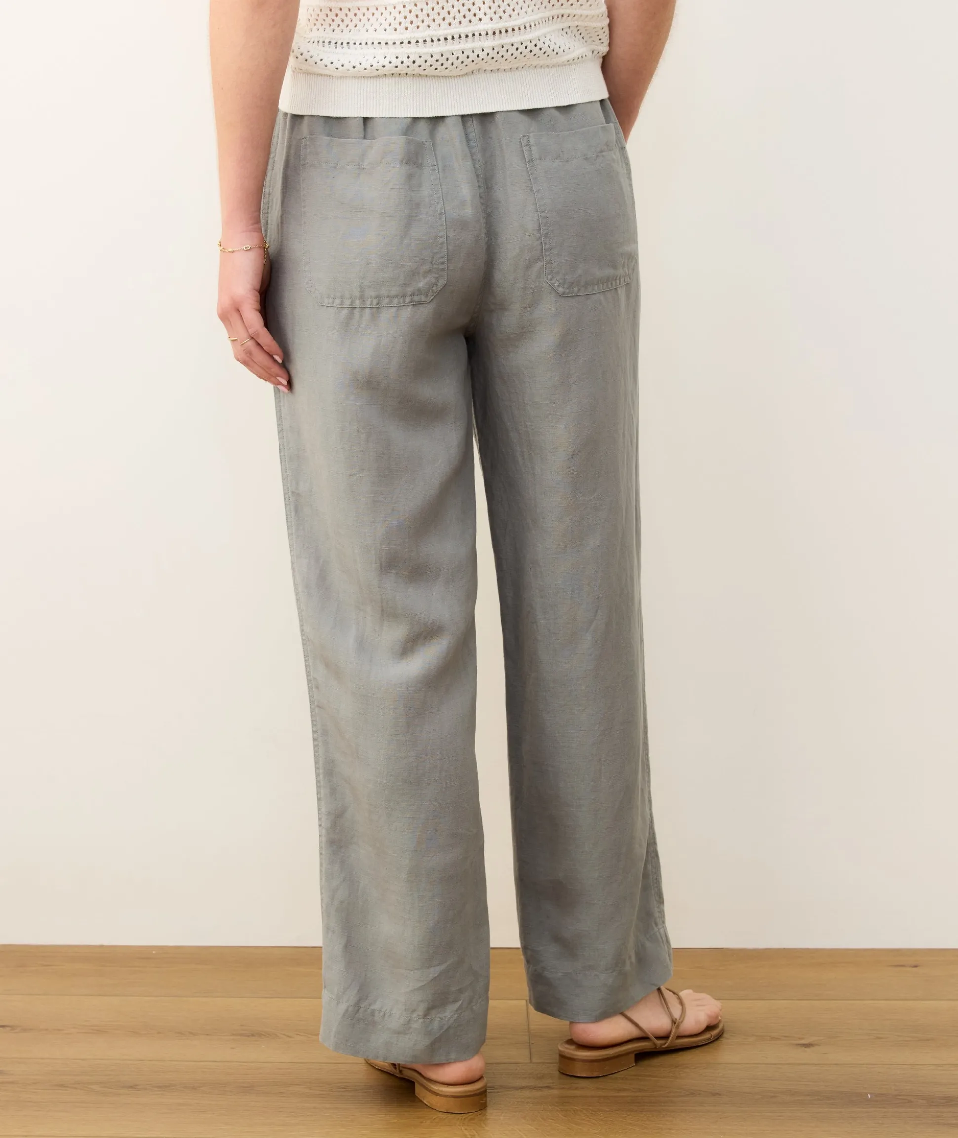 Linen Drawstring Straight Leg Pant