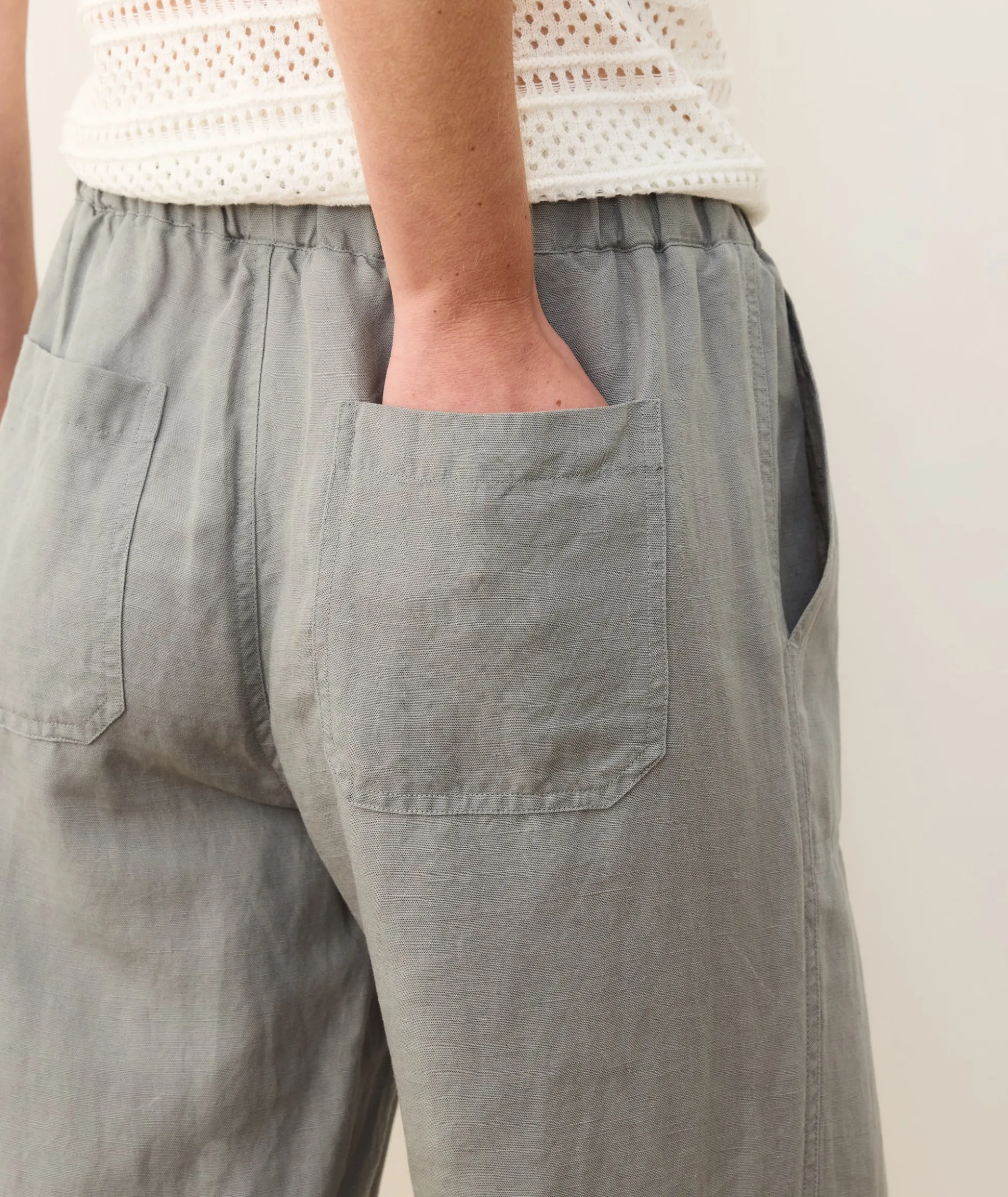 Linen Drawstring Straight Leg Pant