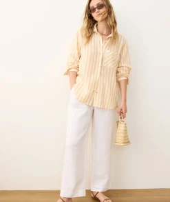 Linen Drawstring Straight Leg Pant
