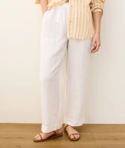 Linen Drawstring Straight Leg Pant