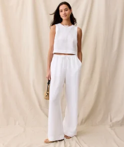 Linen Drawstring Wide Leg Pant