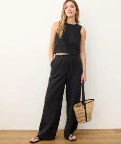 Linen Drawstring Wide Leg Pant