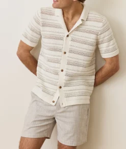 Open Knit Sweater Button-Down