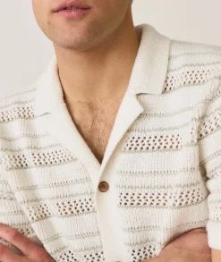 Open Knit Sweater Button-Down