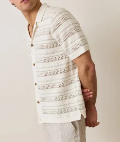 Open Knit Sweater Button-Down