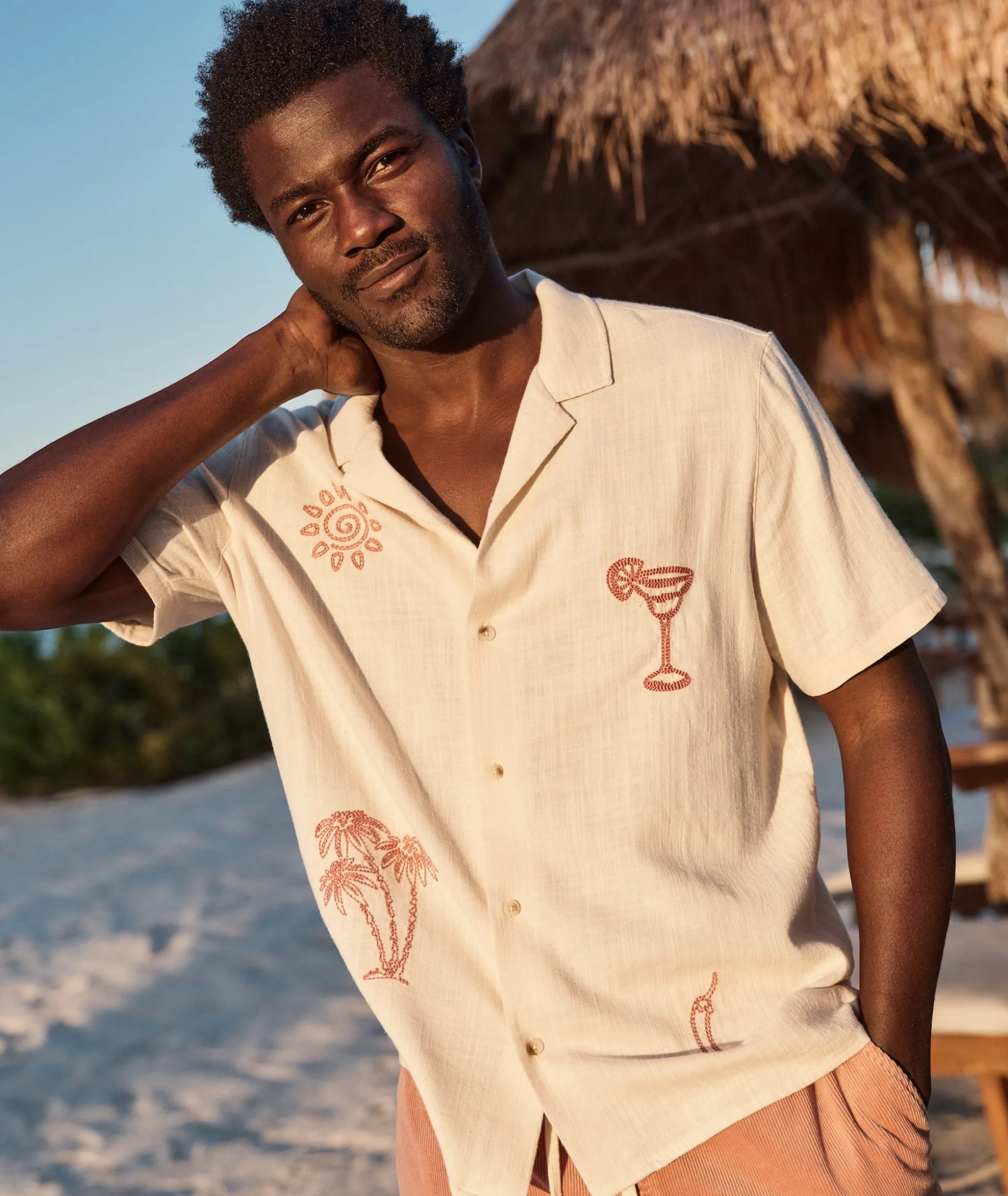 Stretch Selvage Embroidered Resort Shirt
