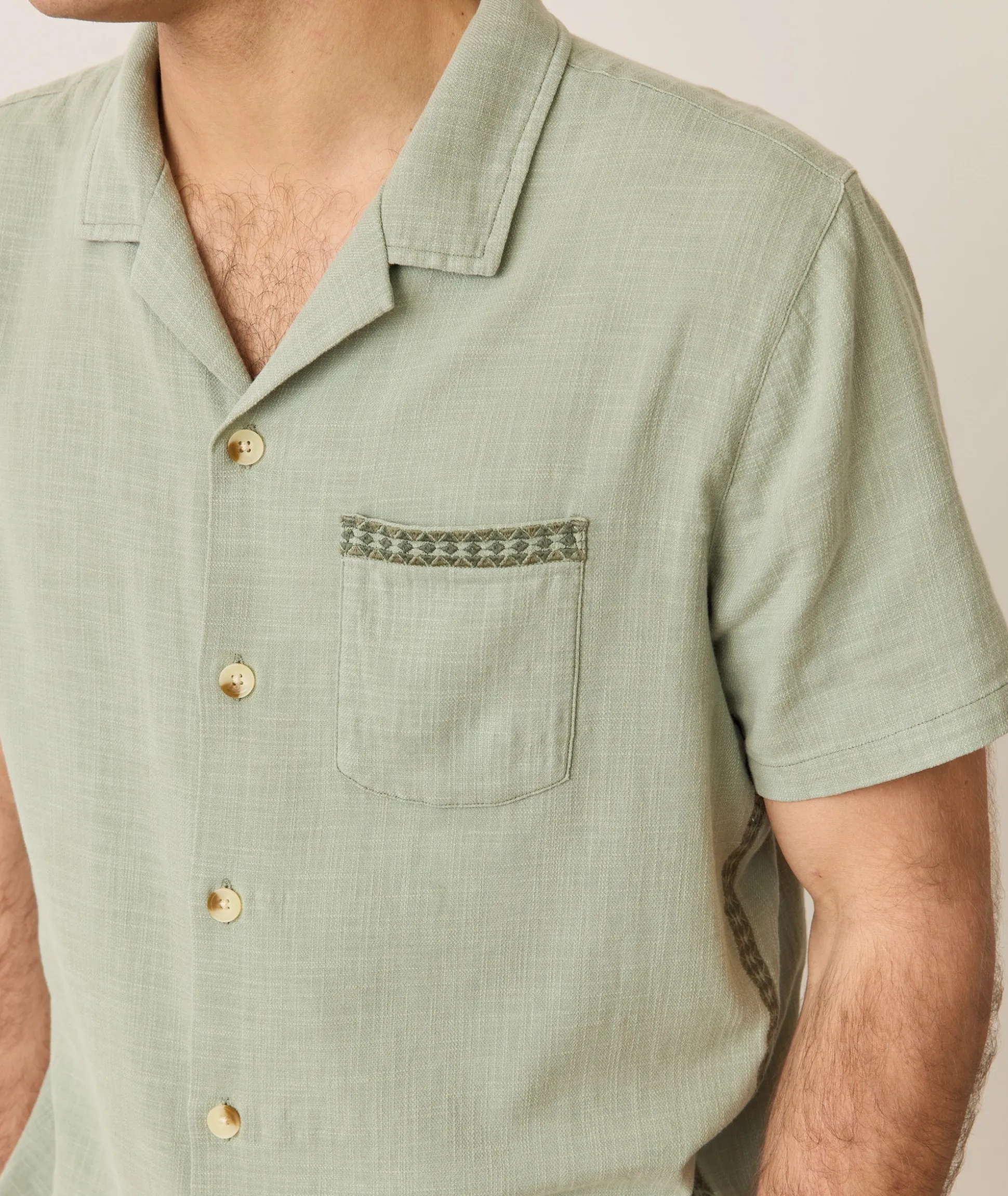 Stretch Selvage Embroidered Resort Shirt