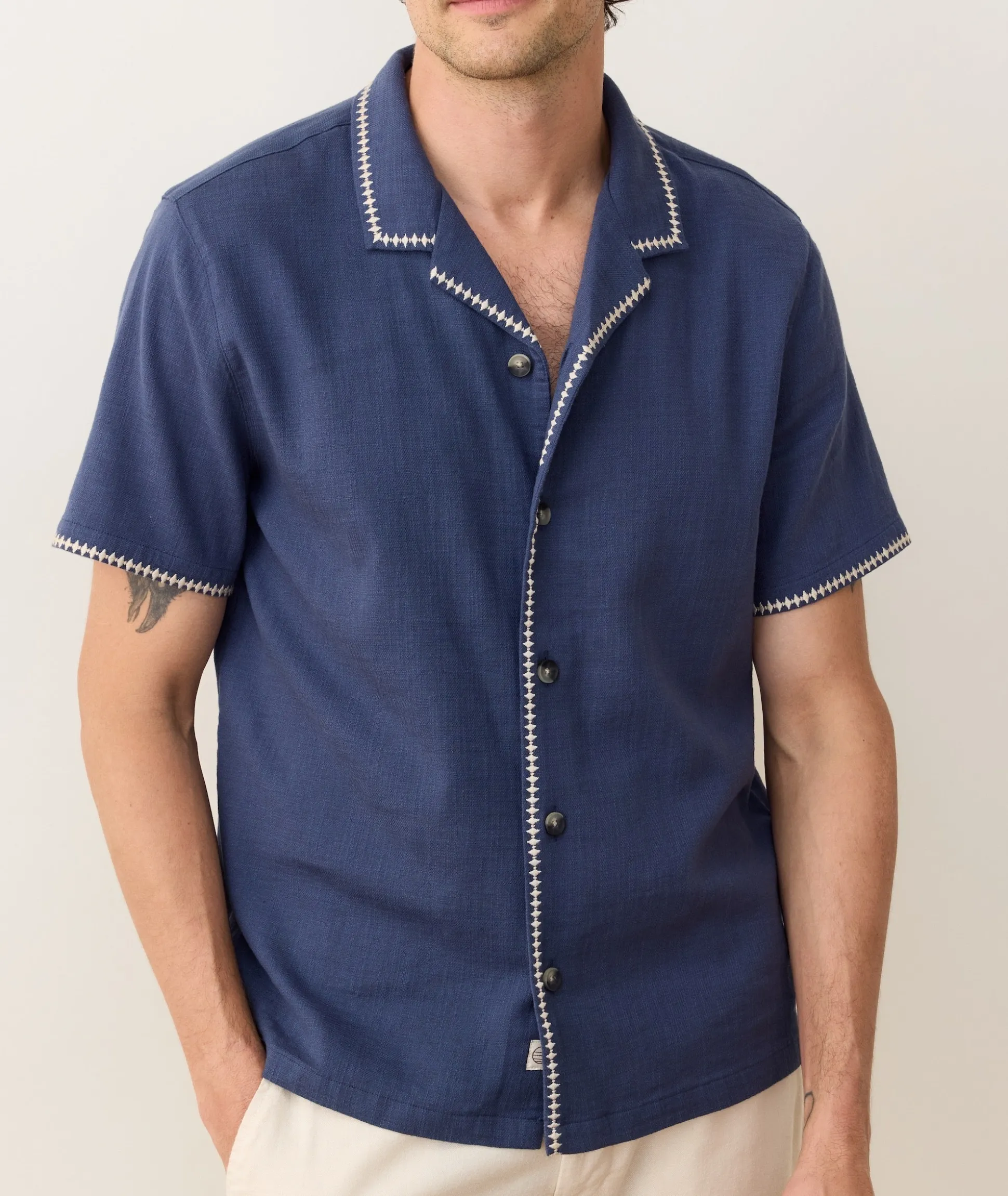 Stretch Selvage Embroidered Resort Shirt