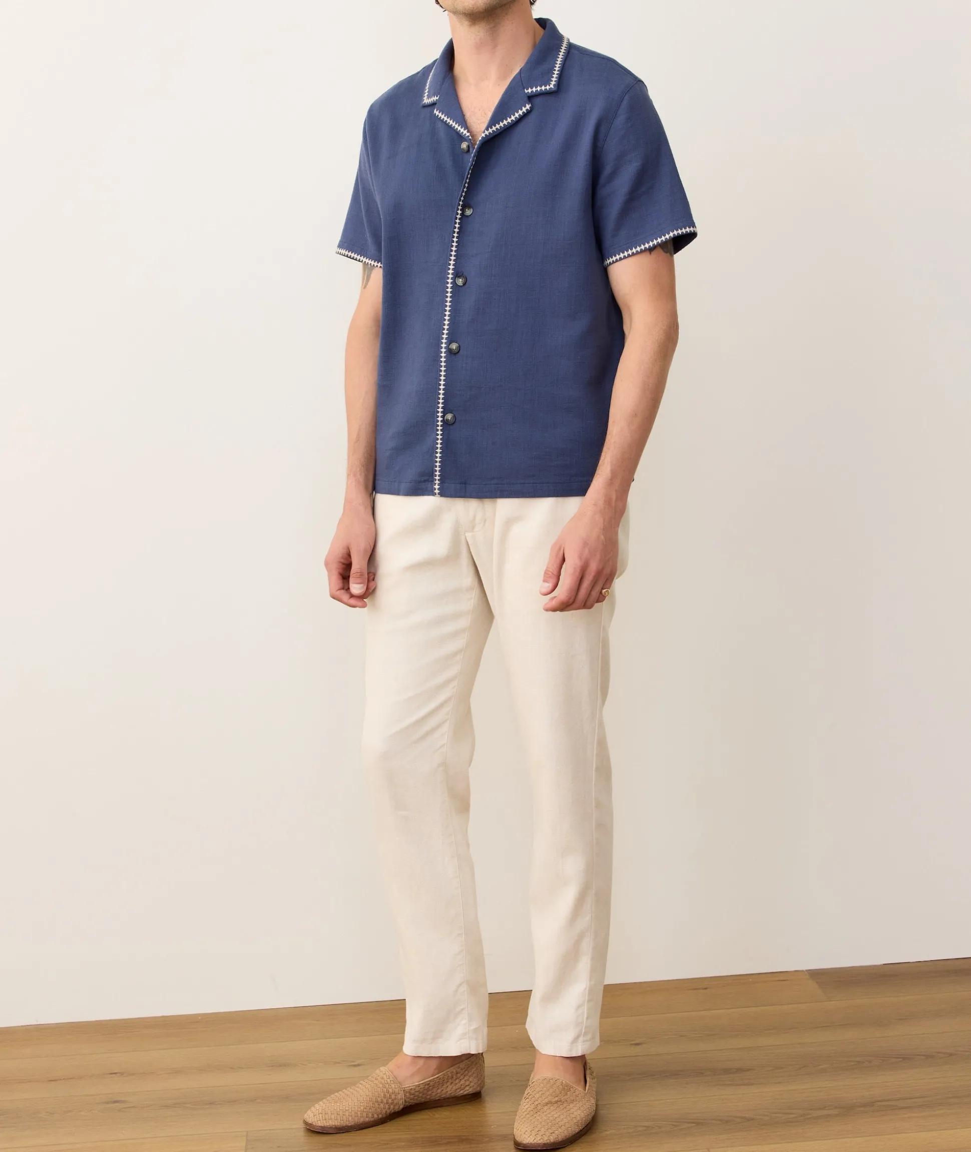 Stretch Selvage Embroidered Resort Shirt