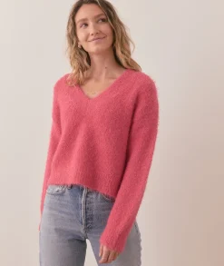 Teddy Eyelash V-Neck Sweater
