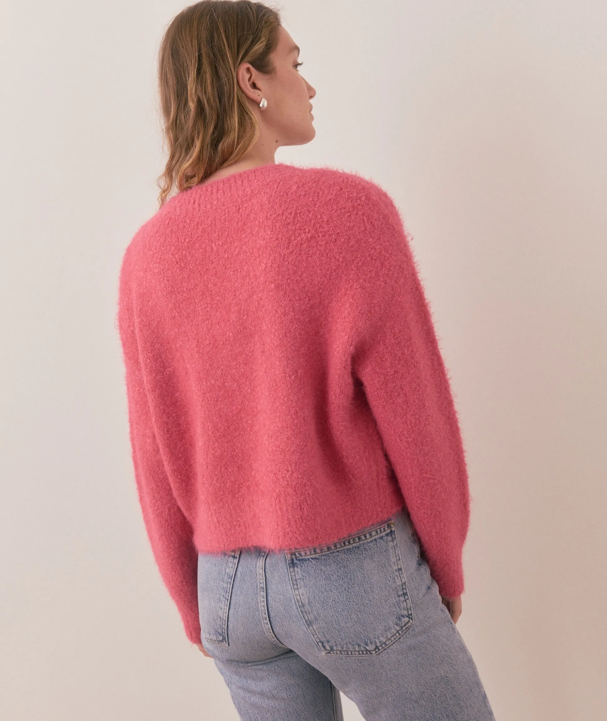 Teddy Eyelash V-Neck Sweater