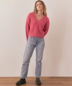 Teddy Eyelash V-Neck Sweater
